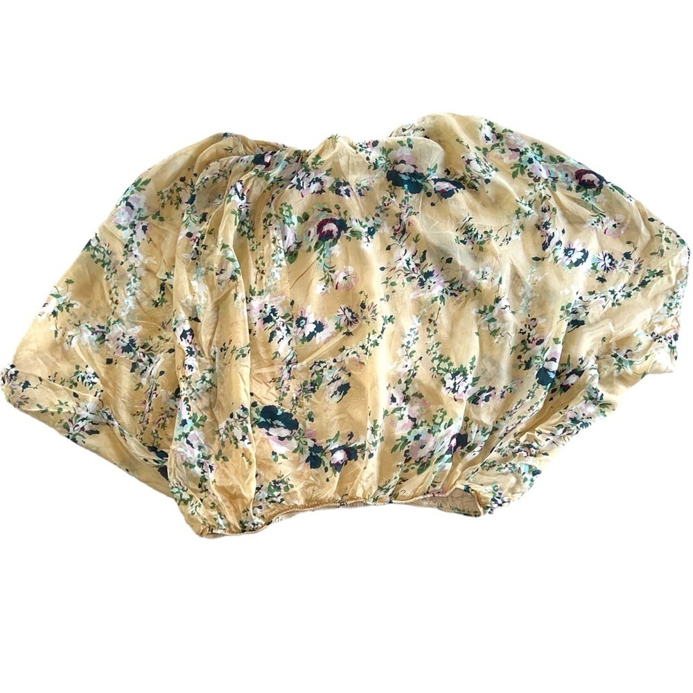 Aryn K 100% Silk Floral Butterfly Sleeve Shirt Top Blouse Women’s Size Small S - Picture 8 of 13